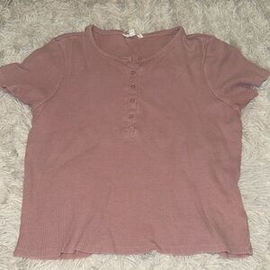 Splendid XS Short Sleeve Waffle Button-Up Shirt